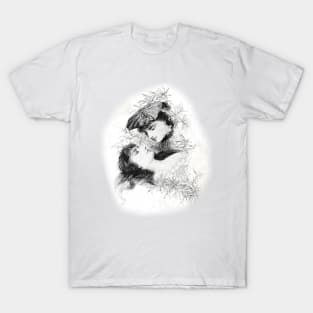 two young people in love a boy and a girl looking at each other T-Shirt